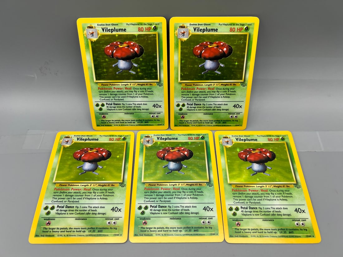 Lot of (5) 1999 Pokemon Jungle Vileplume Holo #15/64: Lot of (5) 1999 Pokemon Jungle Vileplume Holo #15/64