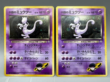 Lot of (2) 1999 Pokemon Gym Japanese Rocket's Mewtwo Holo #150
