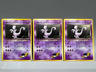 Lot of (3) 1999 Pokemon Gym Japanese Rocket's Mewtwo Holo #150