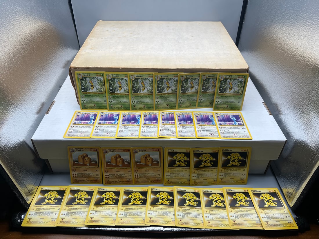 Two Boxes of (40) 1999 Pokemon Base Set Near Complete Uncommon & Common Sets W/ Many Extras & (1 of 9)