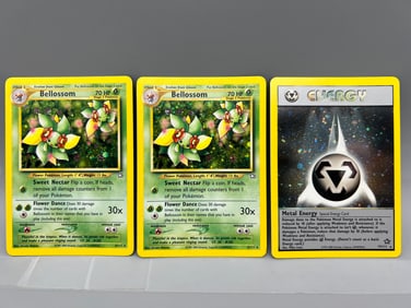 Lot of (3) 2000 Pokemon Neo Genesis Bellossom #3/111 & Metal Energy #19/111 Holos