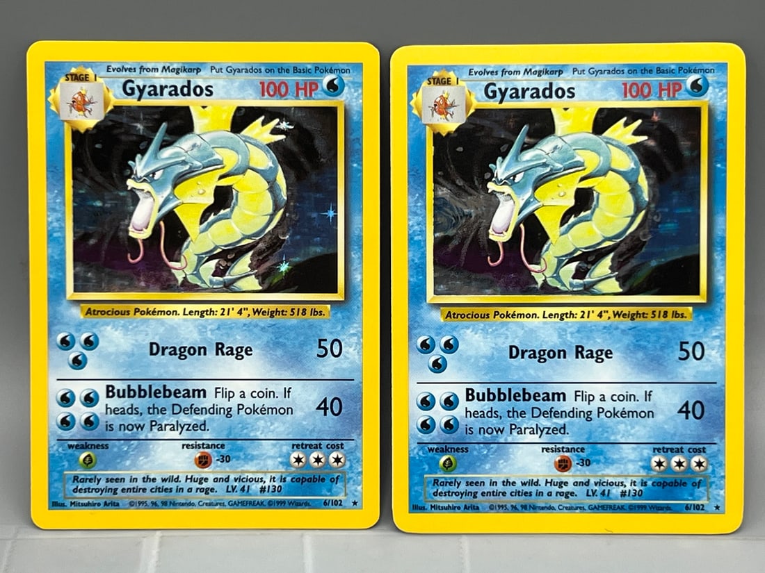 Lot of (2) 1999 Pokemon Base Set Gyarados Holo #6/102 (1 of 2)