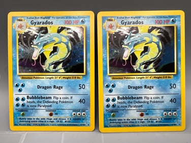 Lot of (2) 1999 Pokemon Base Set Gyarados Holo #6/102