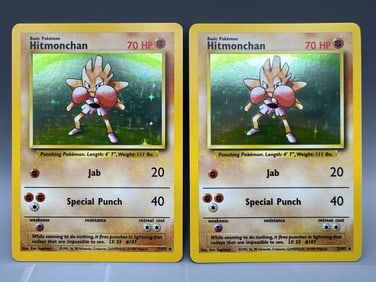 Lot of (2) 1999 Pokemon Base Set Hitmonchan Holo #7/102
