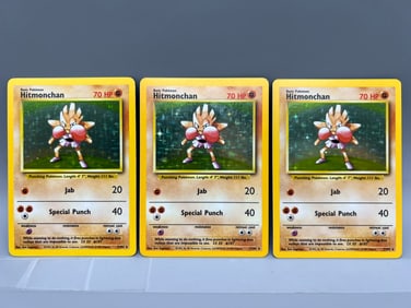 Lot of (3) 1999 Pokemon Base Set Hitmonchan Holo #7/102