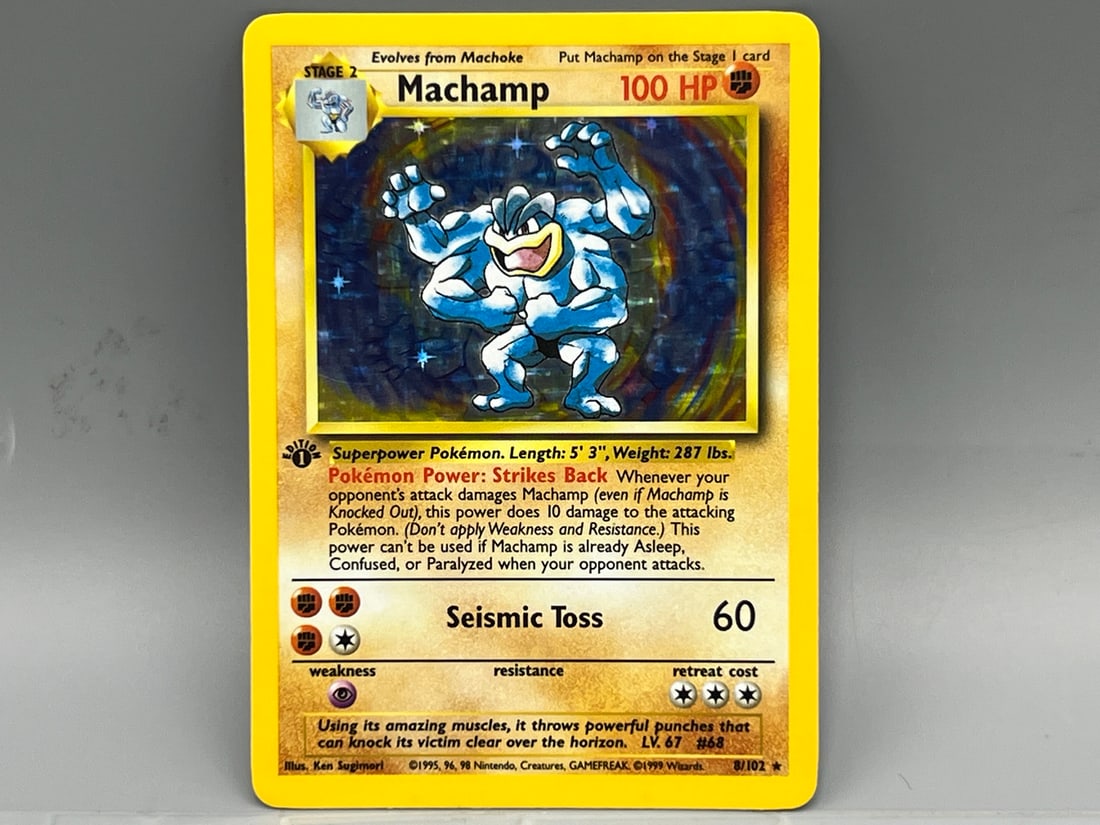 1999 Pokemon Base Set Machamp 1st Edition Holo #8/102: 1999 Pokemon Base Set Machamp 1st Edition Holo #8/102