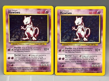 Lot of (2) 1999 Pokemon Base Set Mewtwo Holo #10/102