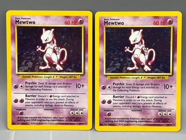 Lot of (2) 1999 Pokemon Base Set Mewtwo Holo #10/102
