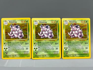 Lot of (3) 1999 Pokemon Base Set Nidoking Holo #11/102