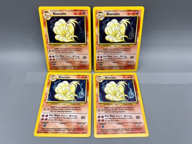 Lot of (4) 1999 Pokemon Base Set Ninetales Holo #12/102