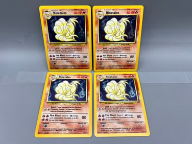 Lot of (4) 1999 Pokemon Base Set Ninetales Holo #12/102