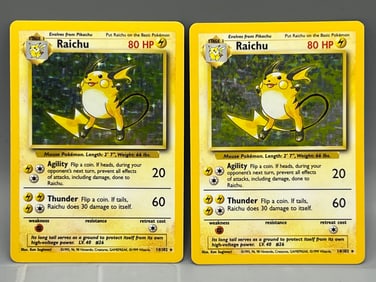 Lot of (2) 1999 Pokemon Base Set Raichu Holo #14/102