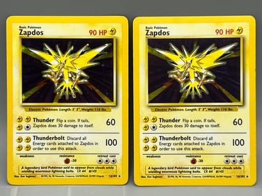 Lot of (2) 1999 Pokemon Base Set Zapdos Holo #16/102