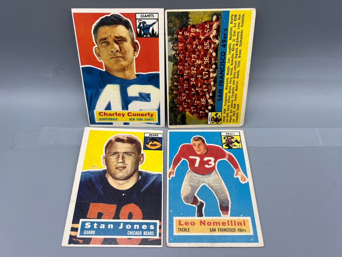 Lot of (4) 1956 Topps Football Star Player Cards W/ Stan Jones RC - Varying Conditions (1 of 2)
