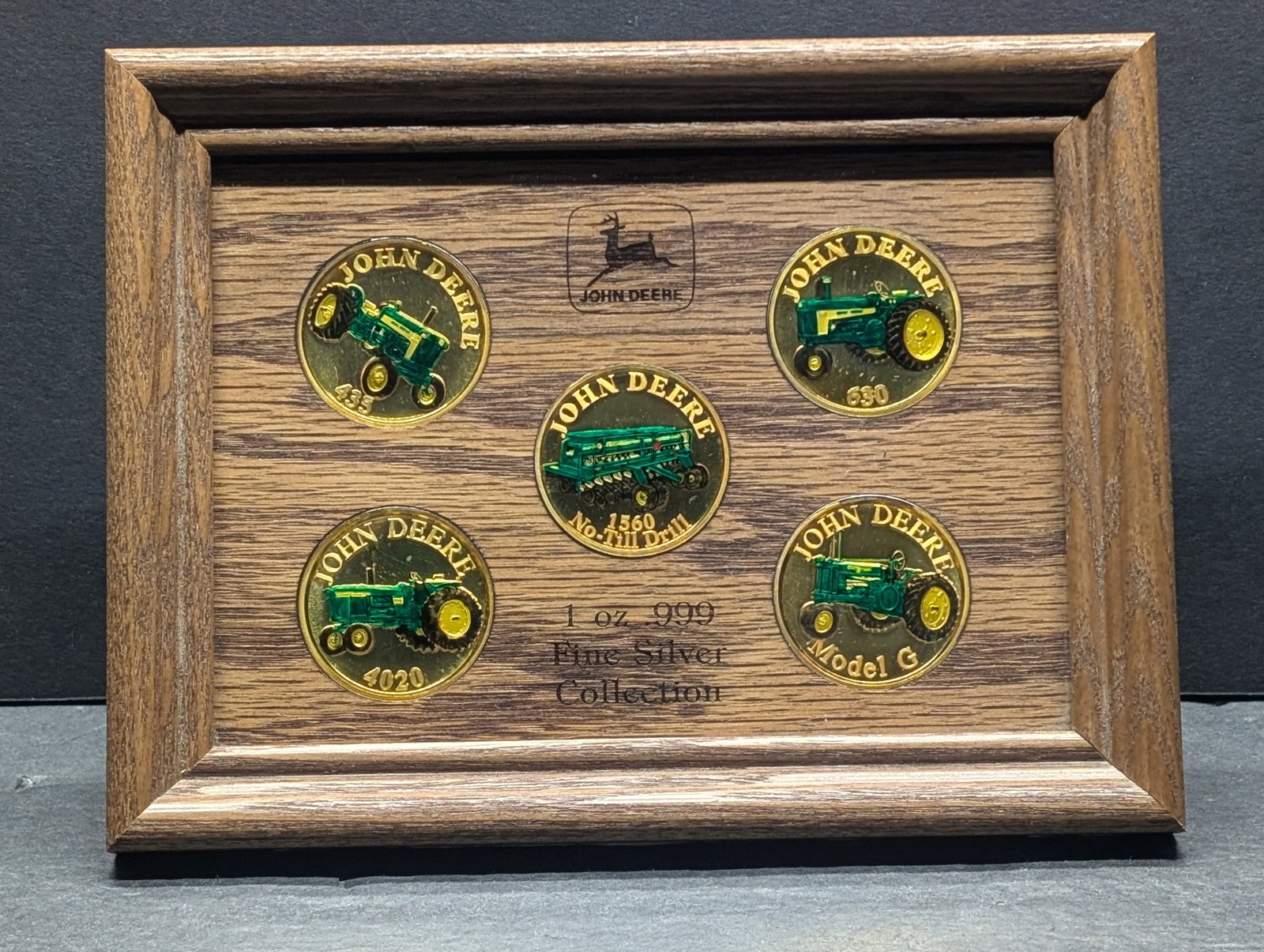REALLY NEAT!! 1 Oz. Each .999 FINE SILVER John Deere Designed Coins (5 PCS - FRAMED) (1 of 3)