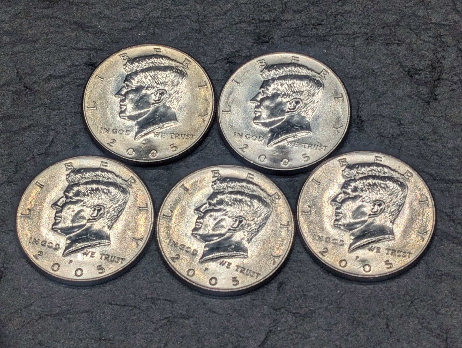 Five 2005-P Kennedy Half Dollars (1 of 2)