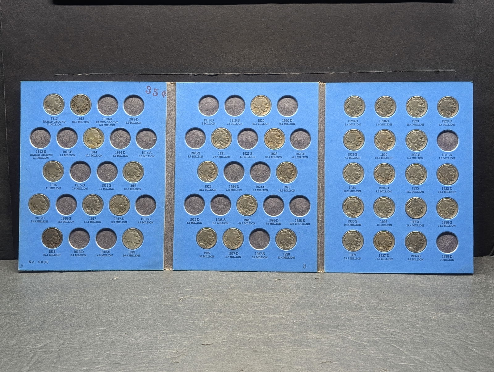 Whitman Buffalo Nickel Coin Folder 37 Coins (1 of 8)