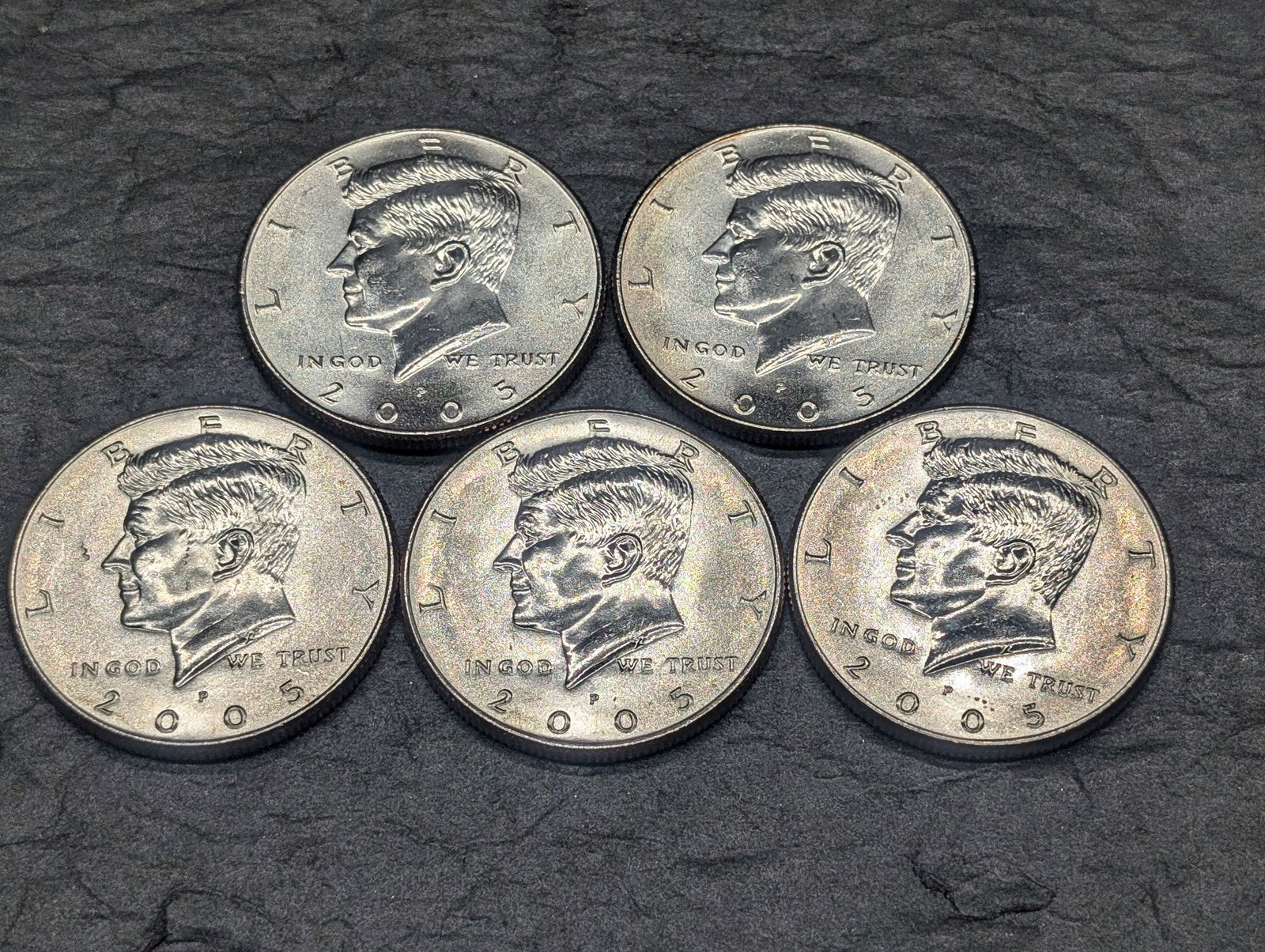 Five 2005 Kennedy Half Dollars (1 of 2)