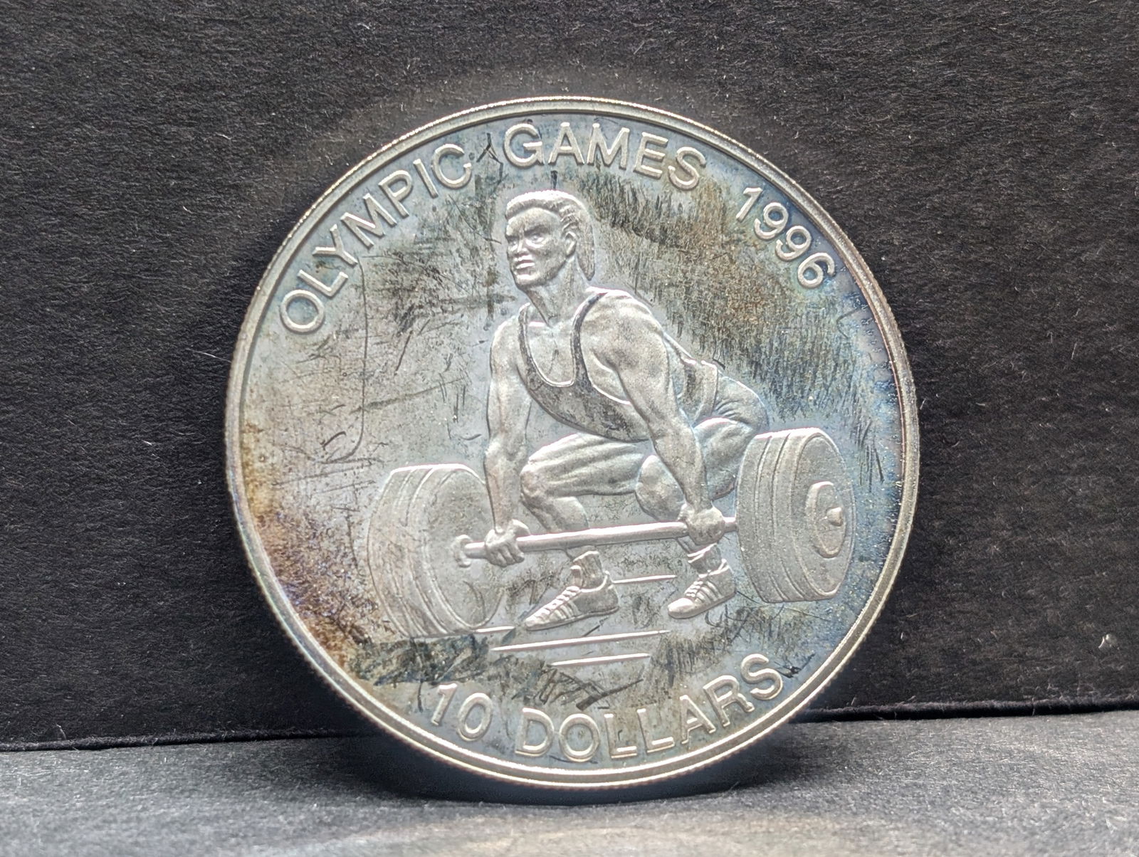 1995 Bank of Nauru Sterling Silver Token / Medal 31.47 Grams - 1996 Olympic Games - Weightlifting (1 of 2)