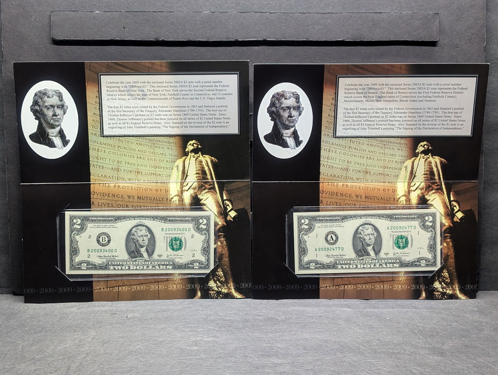 Series 2003 $2.00 Notes - Federal Reserve Bank - Boston & New York - Serial # Starts in 2009 (1 of 9)