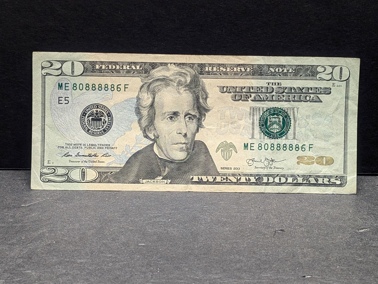 2013 $20 FRN Tri-Note w/Six 8's - Crazy Eights - Chinese Lucky Number - ME 8088886 F - Richmond (1 of 3)