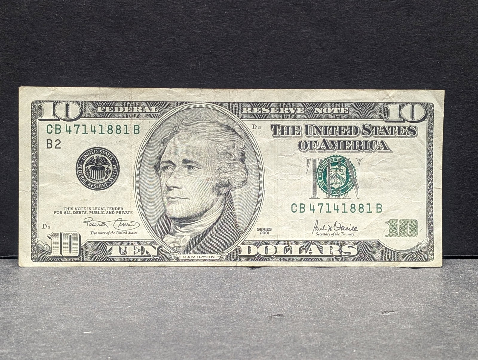 2001 $10 FRN Off Center Cut Error - CB 47141881 - NYC: 2001 $10 FRN Off Center Cut Error - CB 47141881 - NYC