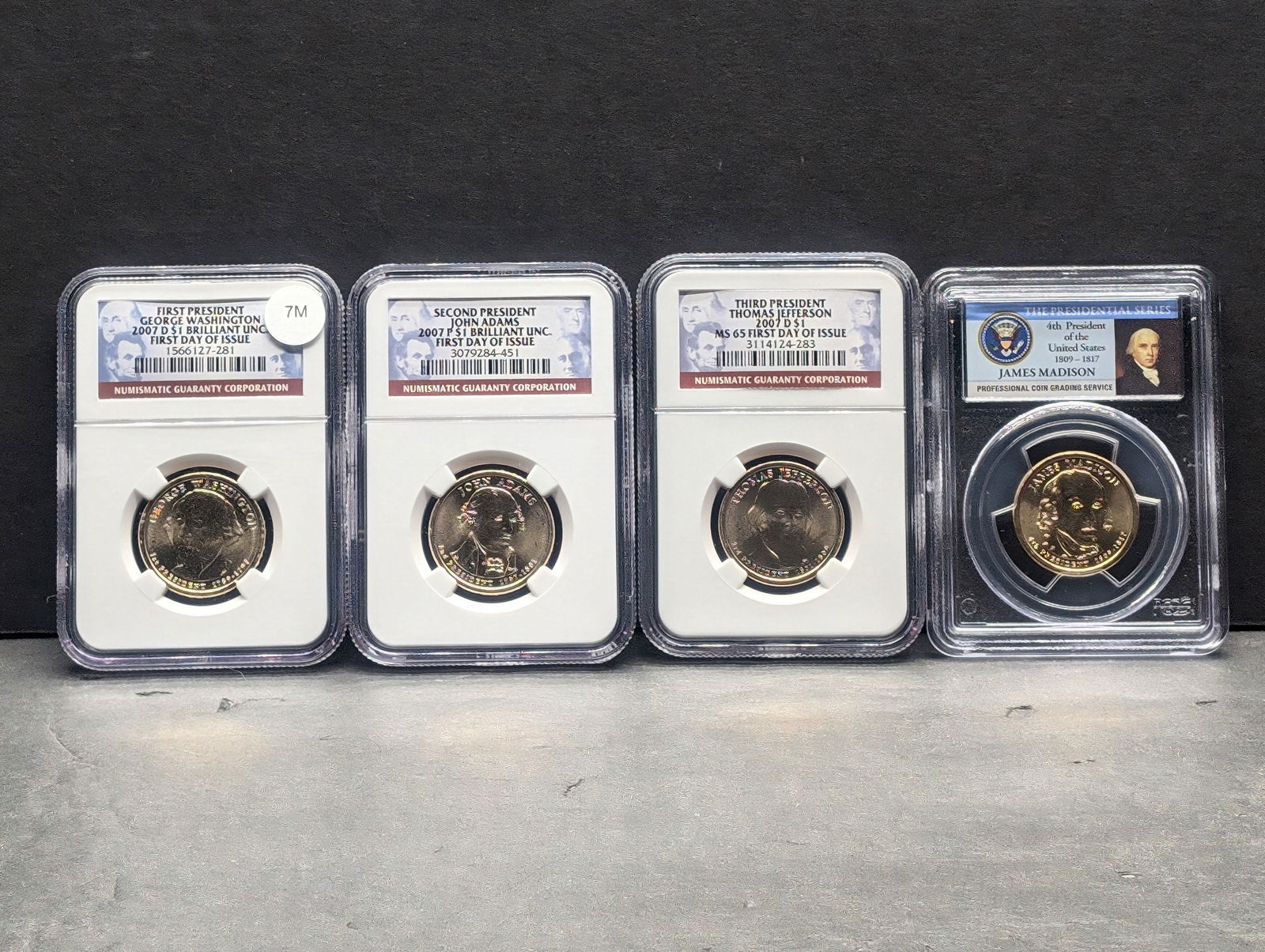 Four Brilliant Uncirculated 2007 Presidential Dollars Graded By NGC & PCGS Grading Co.  1st 2nd 3rd (1 of 14)