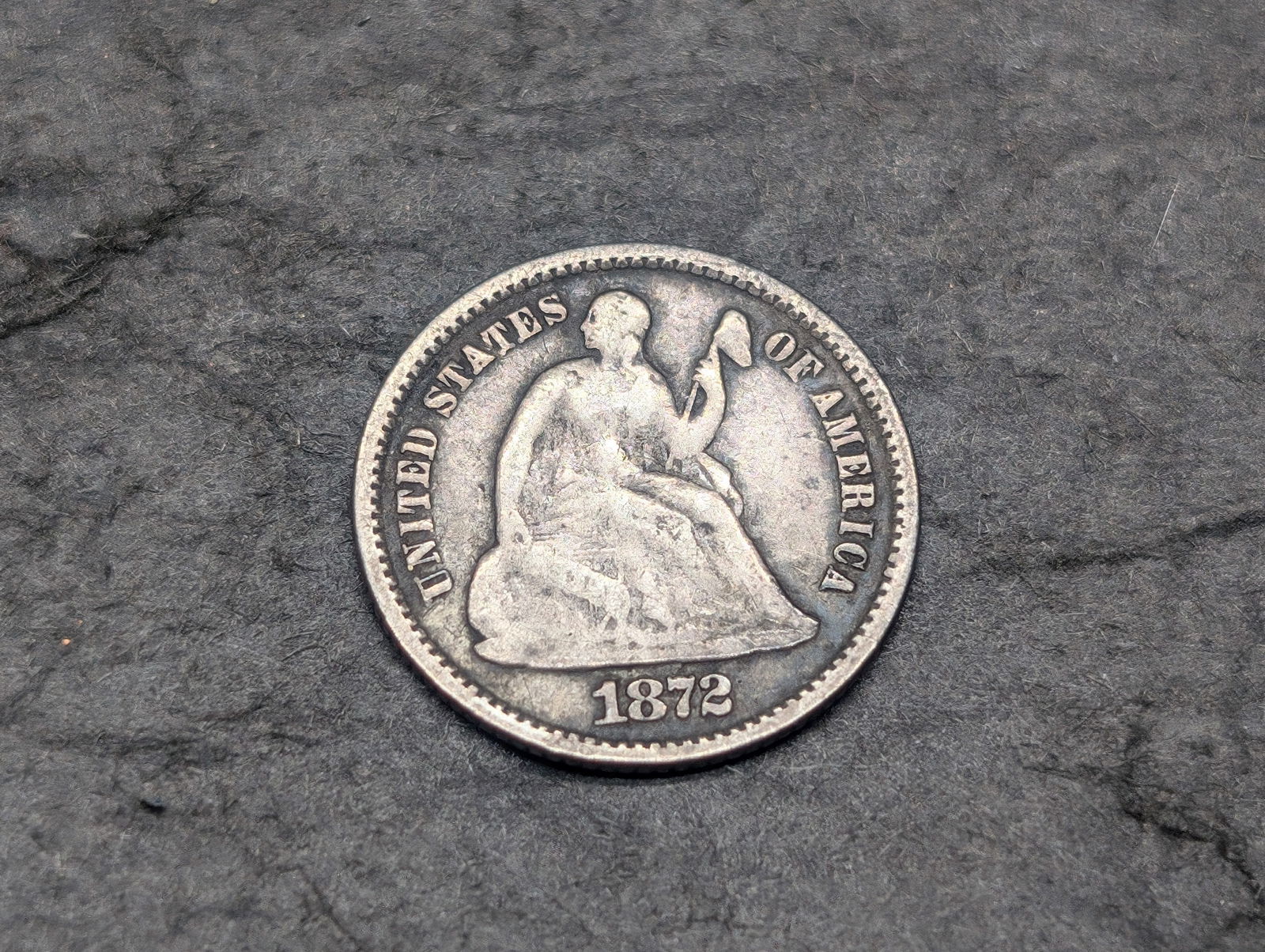 1872 Seated Liberty Half Dime.  Vintage Type Coin. (1 of 2)