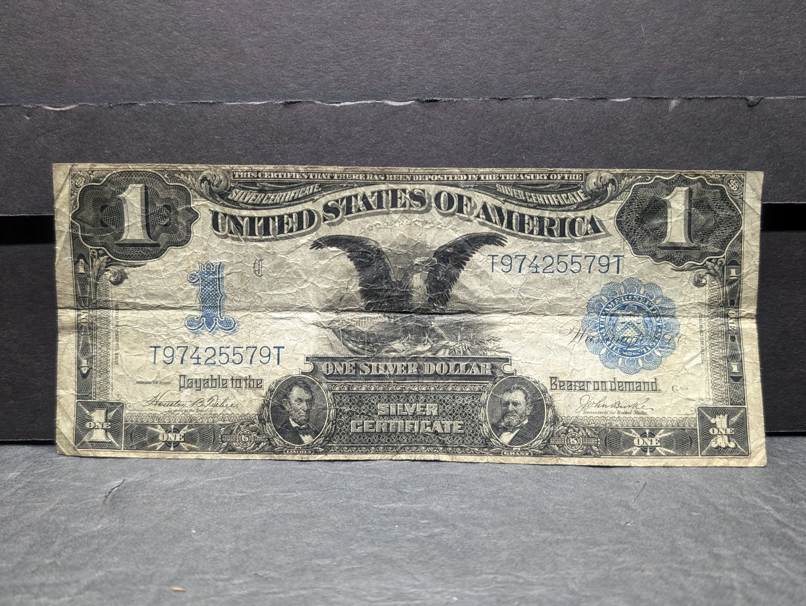 1899 $1 Blue Seal Large Sized "Black Eagle" Silver Certificate.  Portraits Of Lincoln & Grant. (1 of 3)