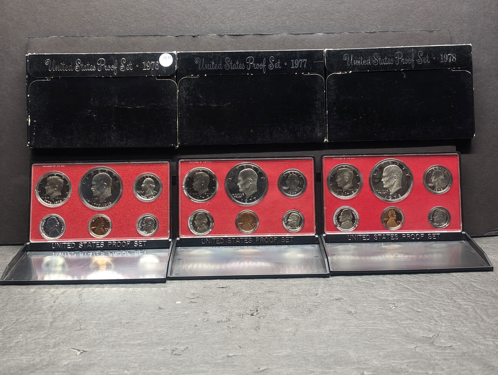 1976-S 1977-S 1978-S United States Proof Sets With Original Gov't Packaging. 18 Coins.: 1976-S 1977-S 1978-S United States Proof Sets With Original Gov't Packaging. 18 Coins.