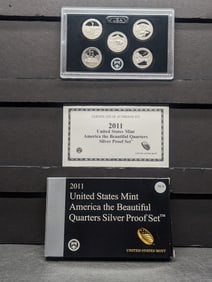2011-S United States 5-Coin America The Beautiful SILVER Quarters Proof Set With OGP & COA.