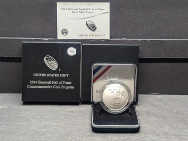 2014 -P Baseball Hall of Fame Proof Silver Dollar OGP