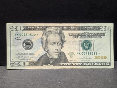2017 $20 FR STAR Note - James Bond Note - Lower S.N. - NK 00789522 * - Dallas