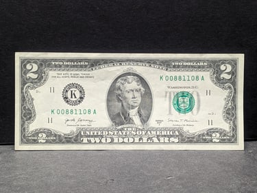 2017 A $2 FRN - Trinary Note - Lower S.N. - K 00881108 A - Dallas