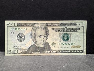 2017A $20 FR STAR Note - Low S.N. PF 00053186 *