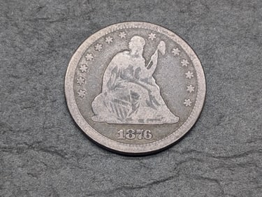 1876-CC United States Seated Liberty Quarter. Coveted Carson City Mint. Vintage Type Coin.