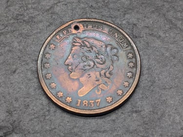 1837 Mint Drop Bentonian Currency (On Large Cent)