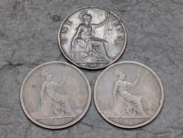 3 British Large Cents 1-1896,2-1862