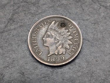 Error 1899 Indian Head Penny- Damaged Planchet Holed