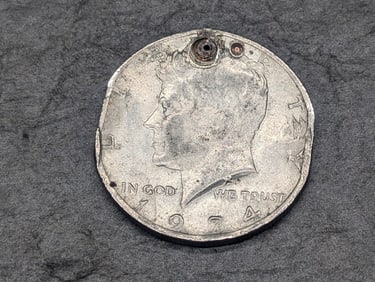 1974 Kennedy Half Dollar- Badly Damaged Planchet