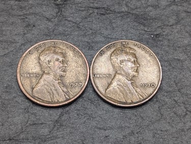 (2) Woody Lincoln Wheat Pennies, 1927 & 1930