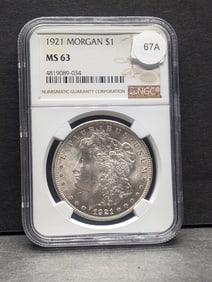 1921-P Morgan Silver Dollar MS 63 by NGC