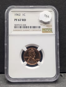 1962 P Lincoln Penny PF 67 RD by NGC