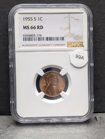 1955-S Lincoln MS 66 RD by NGC