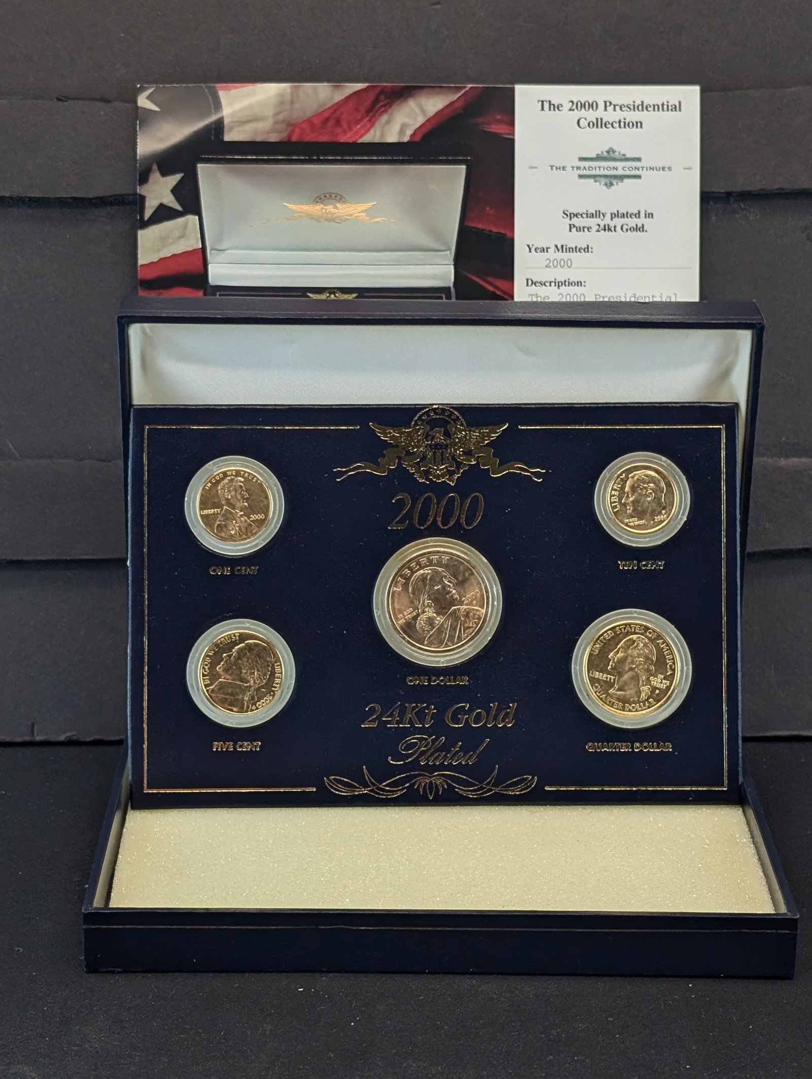 2000-P Presidential Collection- (5) Gold Plated Coins: 2000-P Presidential Collection- (5) Gold Plated Coins