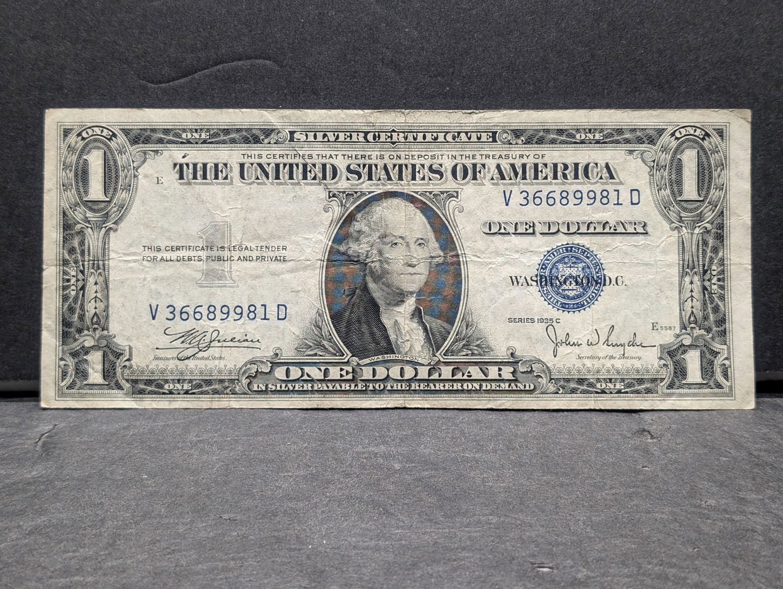1935C - $1 Silver Certificate - Second Rarest of the 1935 Series with only 11M printed (1 of 3)