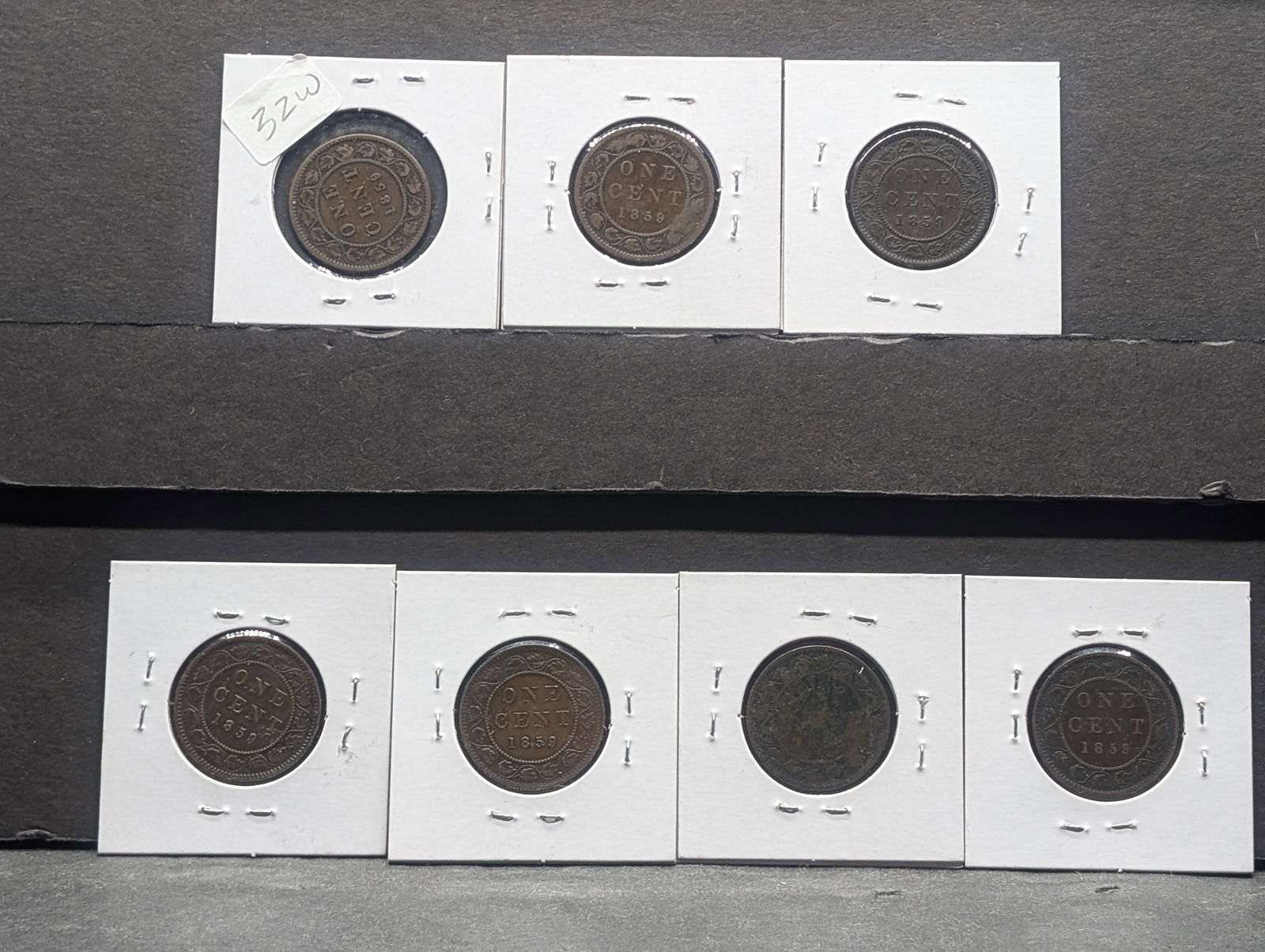 1859 Canadian 1 Large Cent (Lot of 7) - Different Varieties (1 of 7)