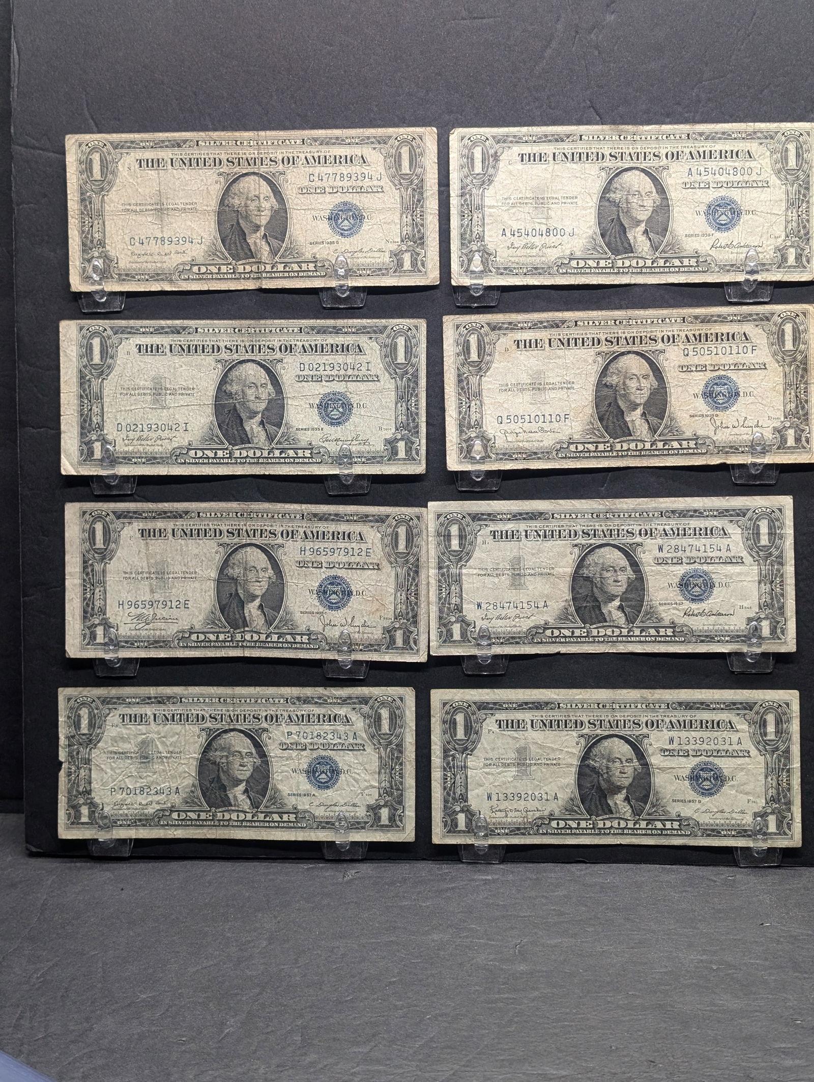 1935 C-G 1957,  1957 A-B $1 Silver Certificates - Qty 8 (1 of 4)