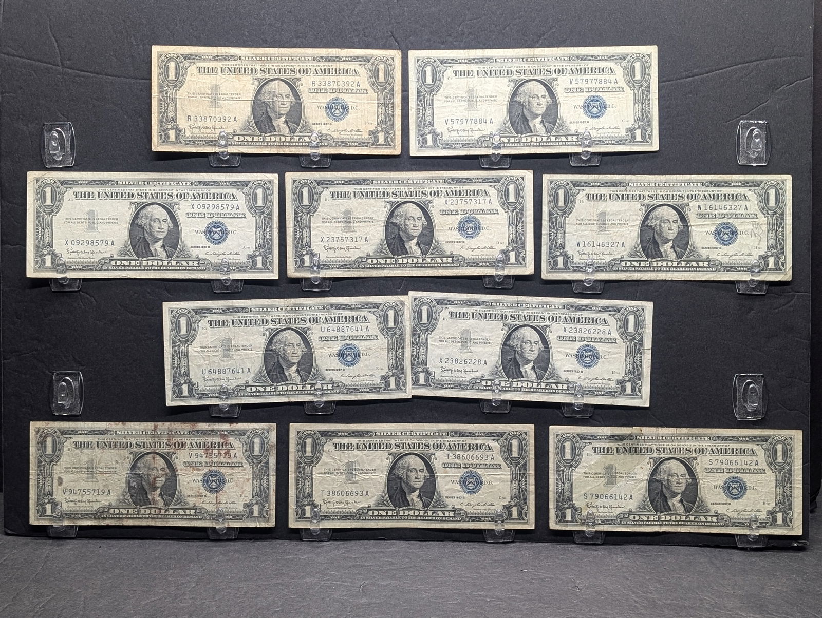 1957B $1 Silver Certificate - Qty 10 - Circulated (1 of 5)