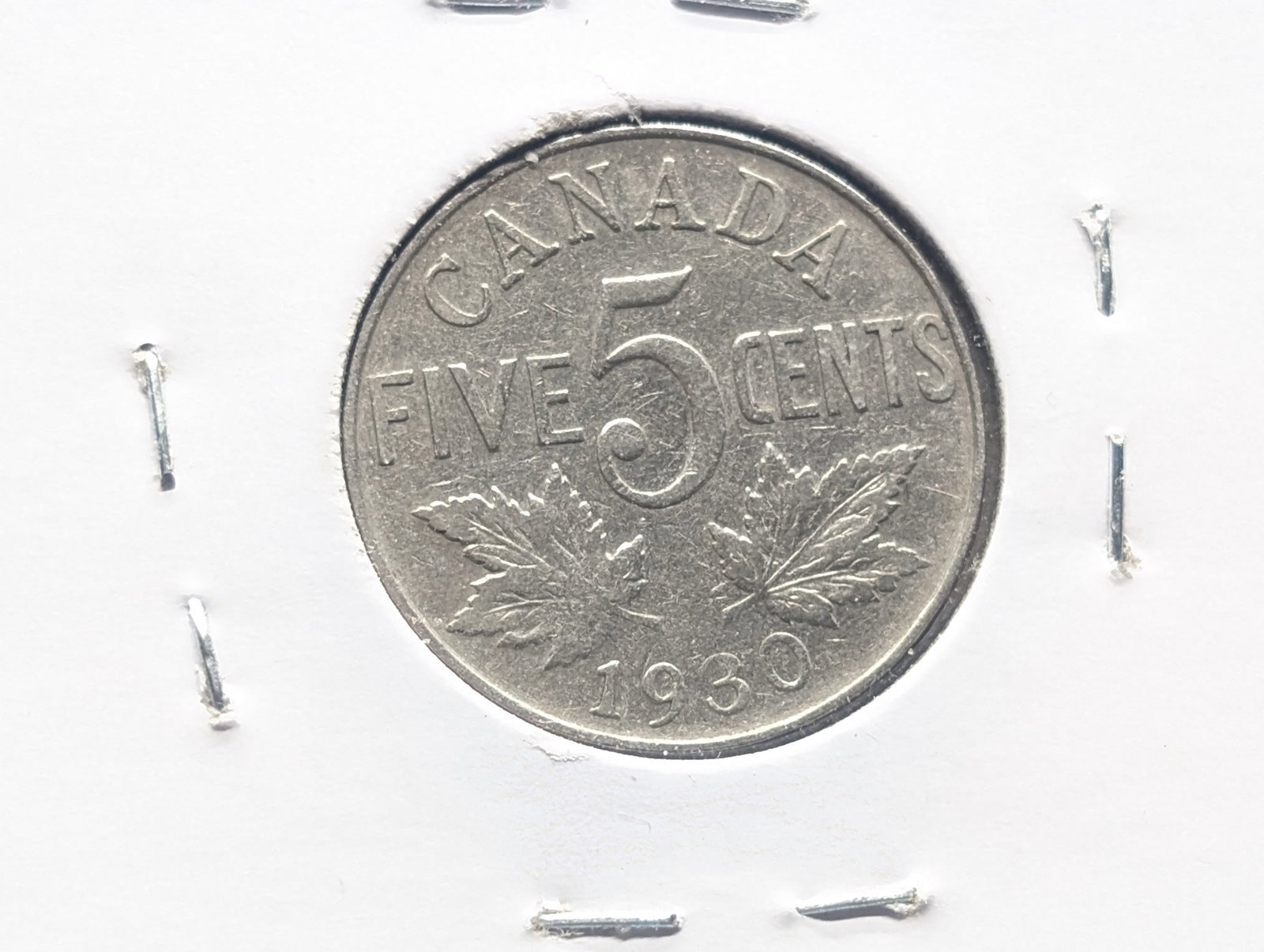 1930 Canadian 5 Cent Coin: 1930 Canadian 5 Cent Coin